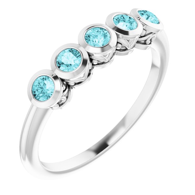 Platinum Natural Blue Zircon Ring